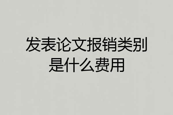 发表论文报销类别是什么费用