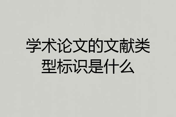 学术论文的文献类型标识是什么
