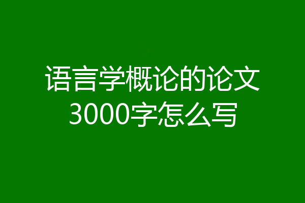 语言学概论的论文3000字怎么写