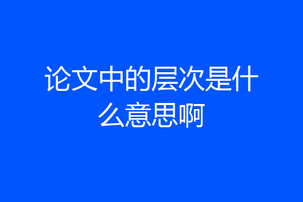 论文中的层次是什么意思啊