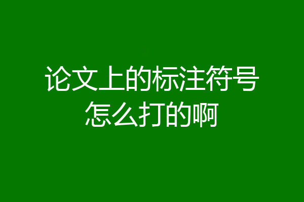论文上的标注符号怎么打的啊