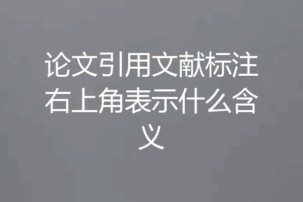 论文引用文献标注右上角表示什么含义