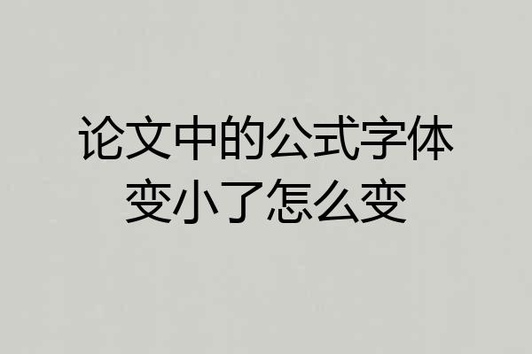 论文中的公式字体变小了怎么变