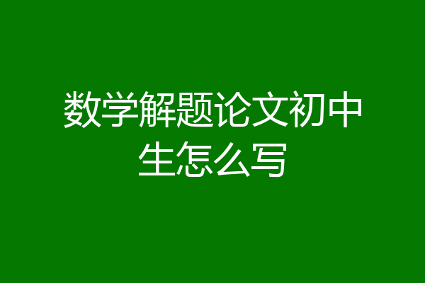 数学解题论文初中生怎么写