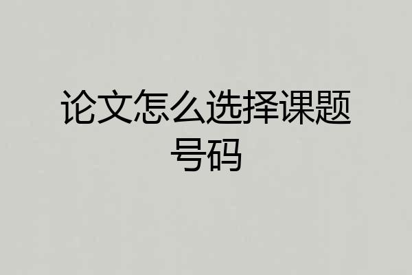 论文怎么选择课题号码