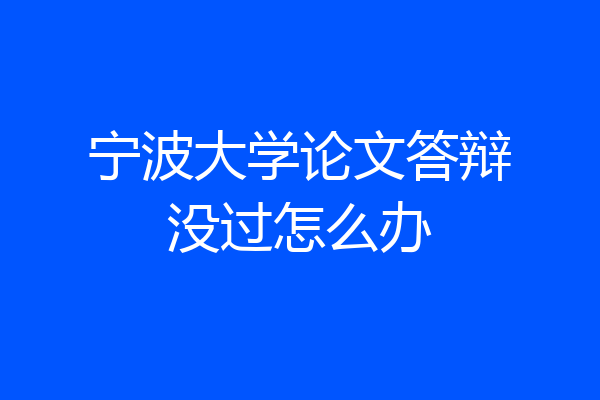 宁波大学论文答辩没过怎么办