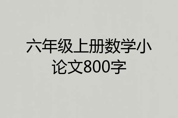 六年级上册数学小论文800字