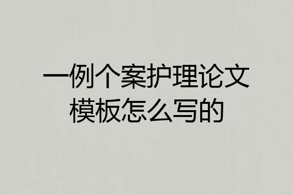 一例个案护理论文模板怎么写的