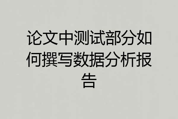 论文中测试部分如何撰写数据分析报告
