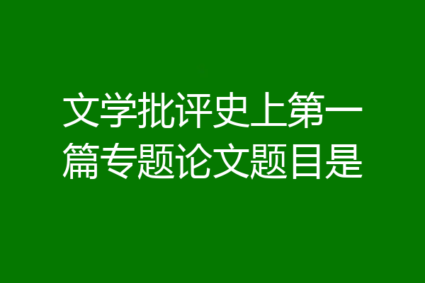 文学批评史上第一篇专题论文题目是