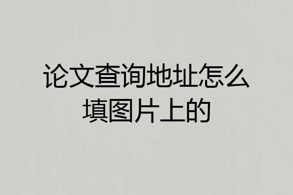 论文查询地址怎么填图片上的
