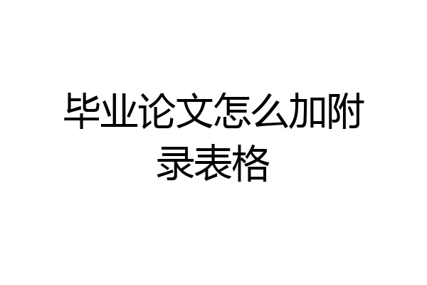 毕业论文怎么加附录表格