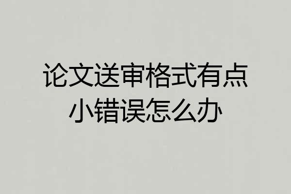 论文送审格式有点小错误怎么办