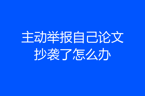 主动举报自己论文抄袭了怎么办
