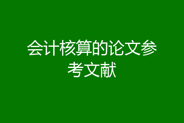 会计核算的论文参考文献