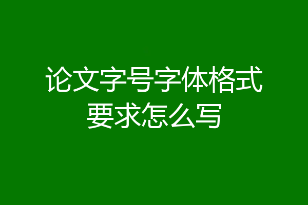 论文字号字体格式要求怎么写