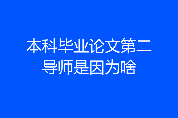 本科毕业论文第二导师是因为啥