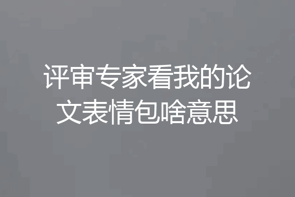 评审专家看我的论文表情包啥意思