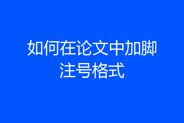 如何在论文中加脚注号格式