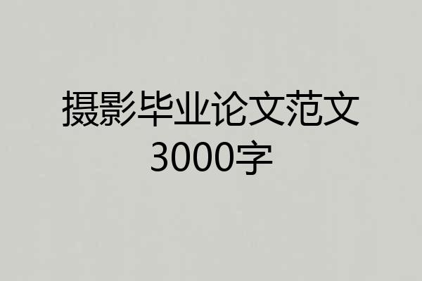 摄影毕业论文范文3000字