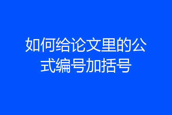如何给论文里的公式编号加括号