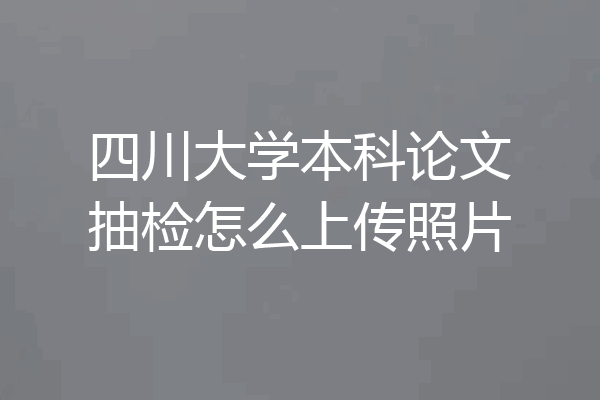 四川大学本科论文抽检怎么上传照片