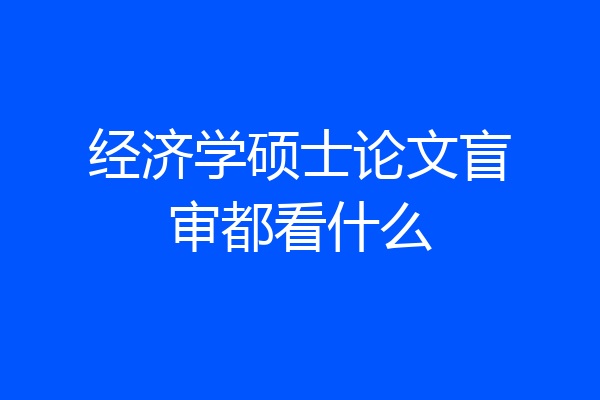 经济学硕士论文盲审都看什么