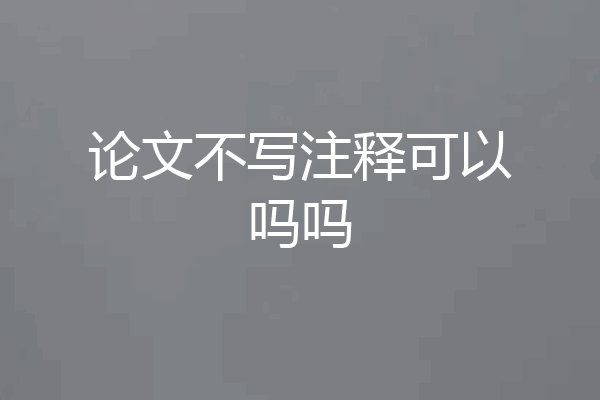 论文不写注释可以吗吗