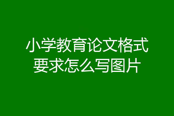 小学教育论文格式要求怎么写图片