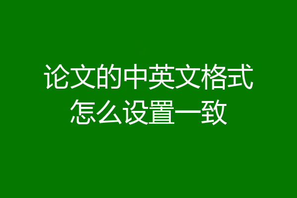 论文的中英文格式怎么设置一致
