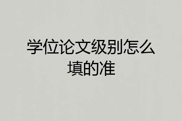 学位论文级别怎么填的准