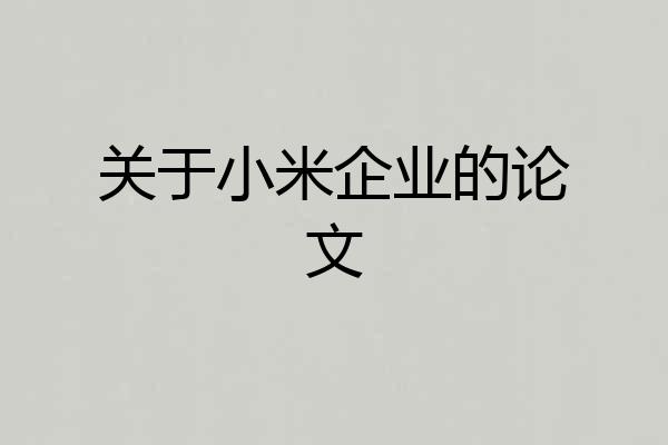 关于小米企业的论文