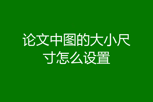 论文中图的大小尺寸怎么设置