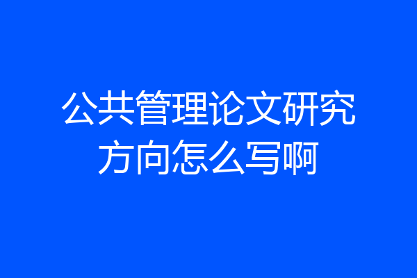公共管理论文研究方向怎么写啊
