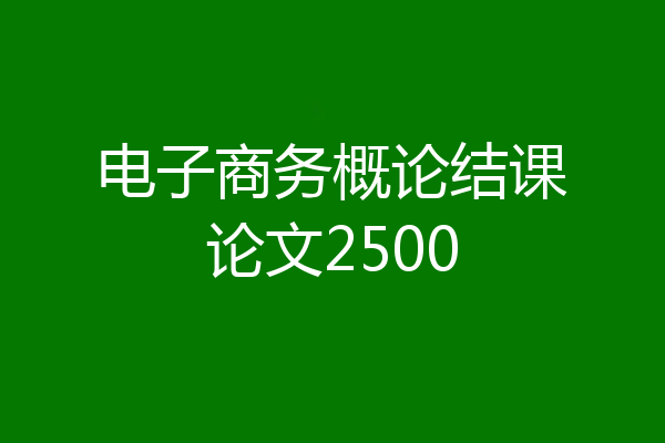 电子商务概论结课论文2500