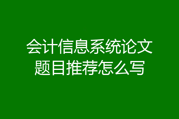 会计信息系统论文题目推荐怎么写