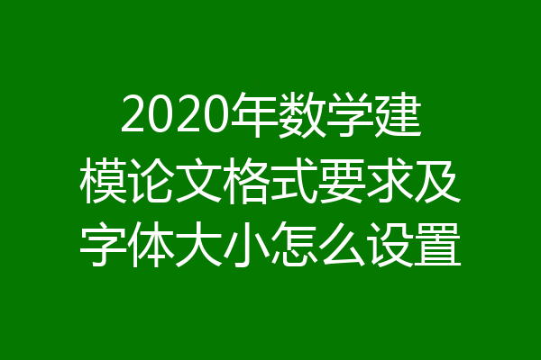 2020年数学建模论文格式要求及字体大小怎么设置