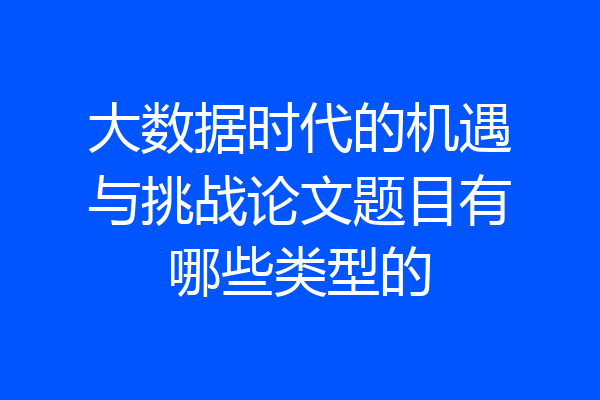 大数据时代的机遇与挑战论文题目有哪些类型的