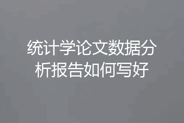 统计学论文数据分析报告如何写好