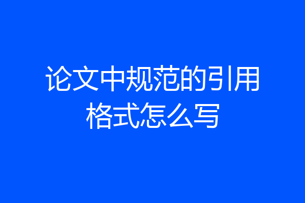 论文中规范的引用格式怎么写