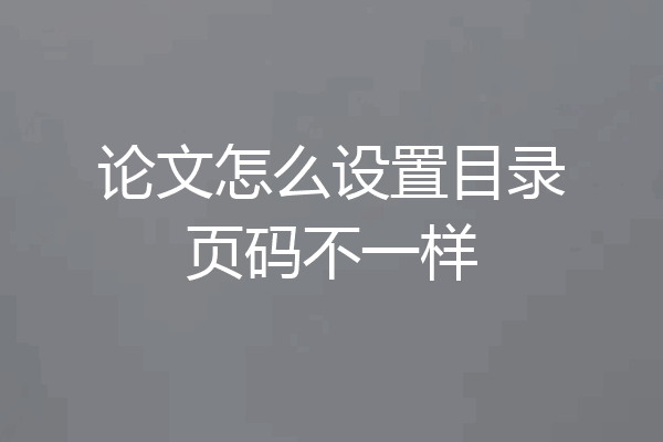 论文怎么设置目录页码不一样