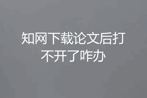 知网下载论文后打不开了咋办
