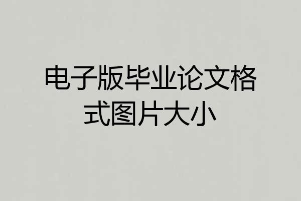 电子版毕业论文格式图片大小