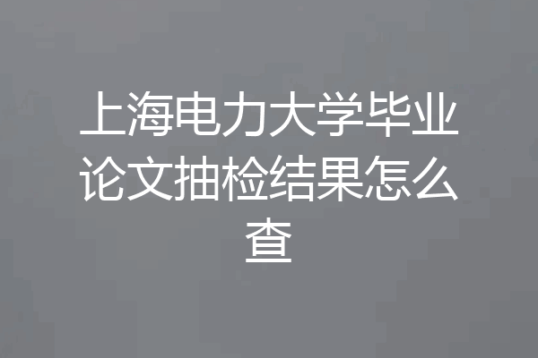 上海电力大学毕业论文抽检结果怎么查