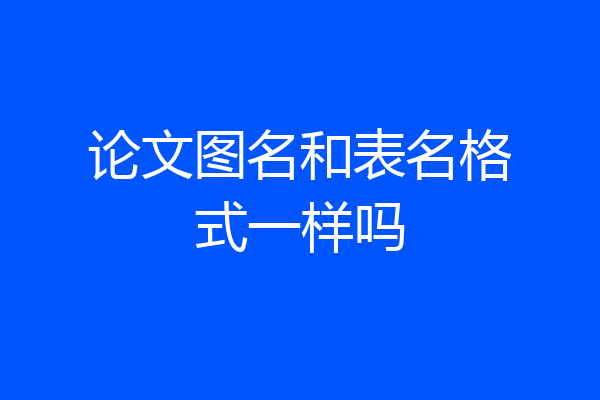 论文图名和表名格式一样吗