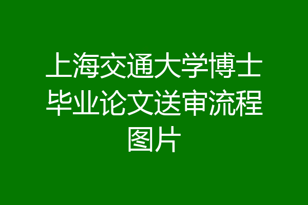 上海交通大学博士毕业论文送审流程图片