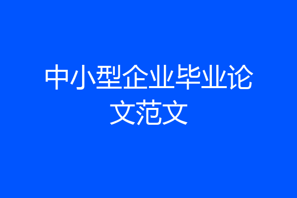 中小型企业毕业论文范文