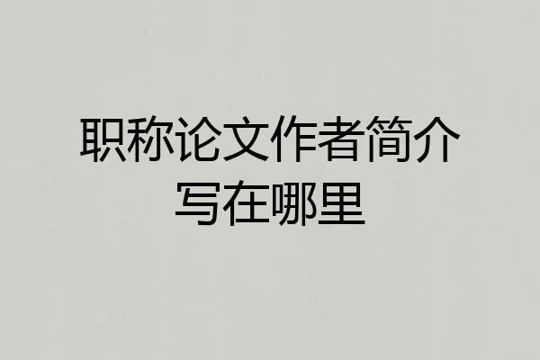 职称论文作者简介写在哪里