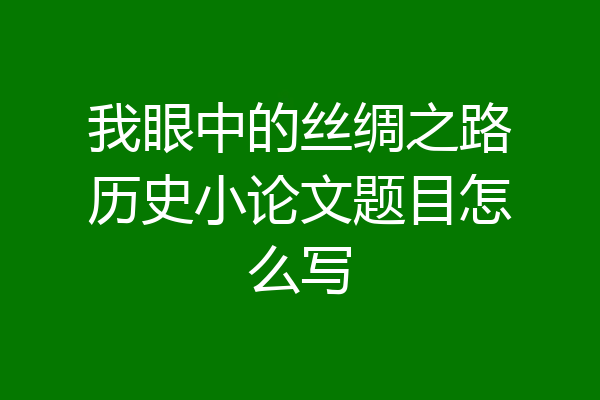 我眼中的丝绸之路历史小论文题目怎么写