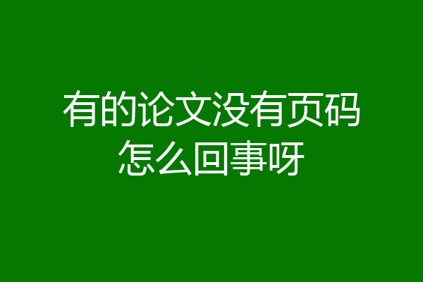 有的论文没有页码怎么回事呀